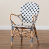 Baxton Studio Bryson Modern French Blue and White Weaving and Natural Rattan Bistro Chair 225-13113-ZORO